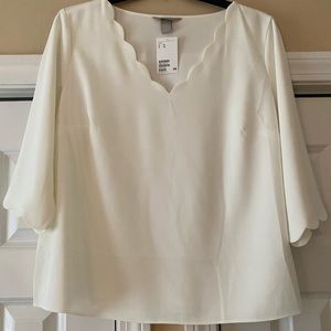 NWT - White scalloped blouse